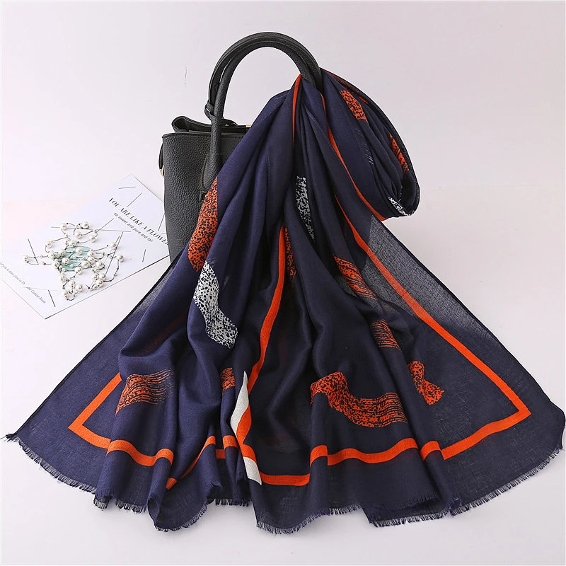 Factory direct sales long sunscreenscarf warm abstract print women polyester scarf