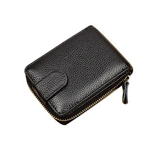 Fashion newest ladies card holder wallet custom high quality short genuine leather wallet