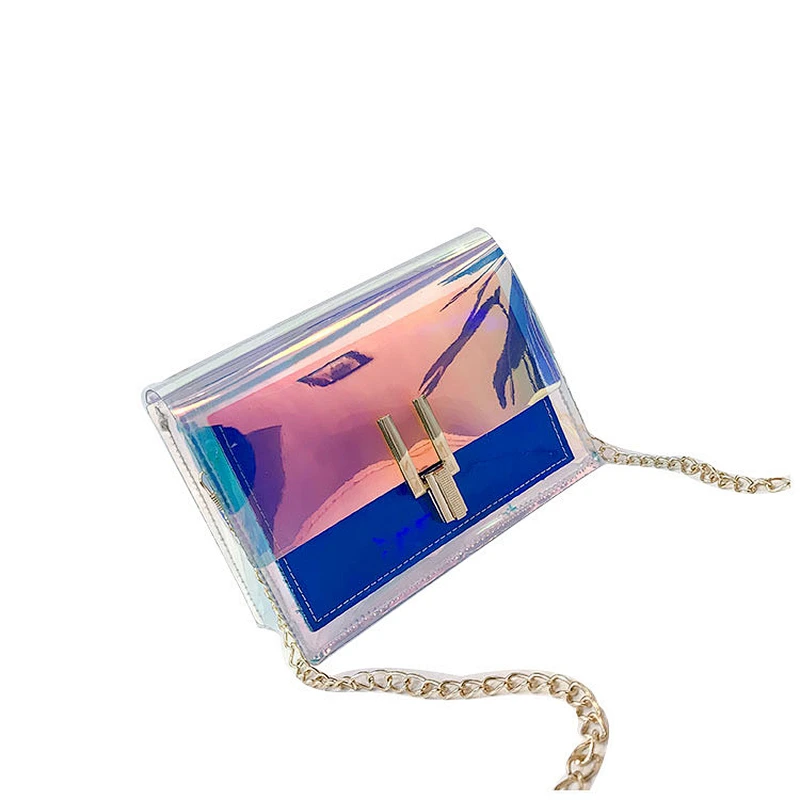 New Fashion Chain Tote Crossbody Bag Laser Women Transparent Shoulder Bag