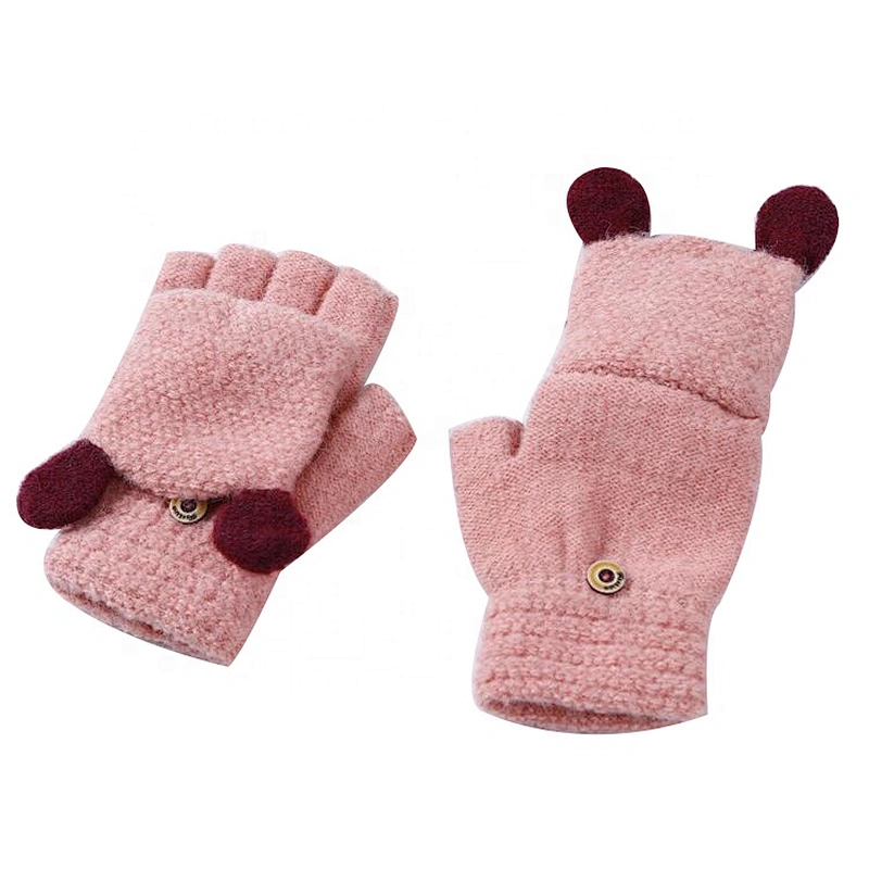 Half-finger Flip Gloves Knitting Warm Winter Gloves With Mitten Cover
