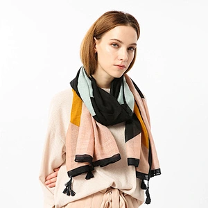 Women's elegant color matching wild long shawl soft voile square shawl scarf