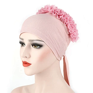 Cheap wholesale plain Flowers Women Cotton Jersey islamic cap hijab cap muslim