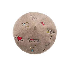 Cute high quality wool warm women beret with embroidery for wholesale