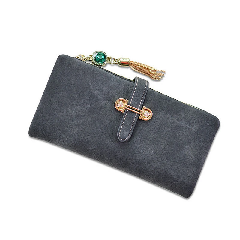 Wholesale Fashion Multi-compartment Tassel Long Clutch multifunction woman red leather wallet card holder