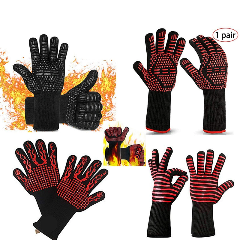Custom Barbeque Oven Mitts Anti Cutting Resistant Safety Extreme Heat Resistant Grill BBQ Gloves For Kitchen Cooking