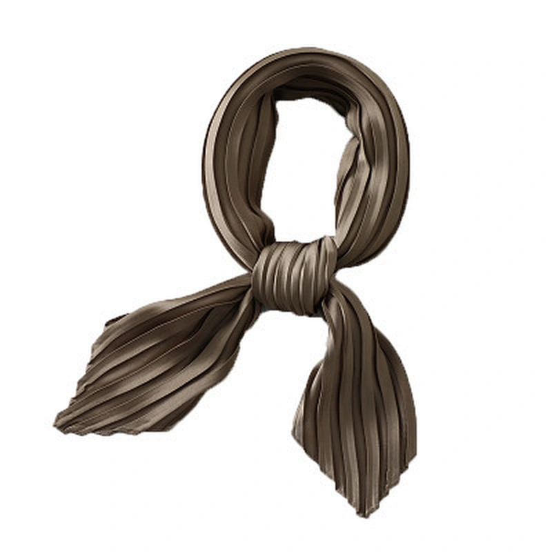 Solid color wild plain creased small satin simulation silk square scarf scarves for women
