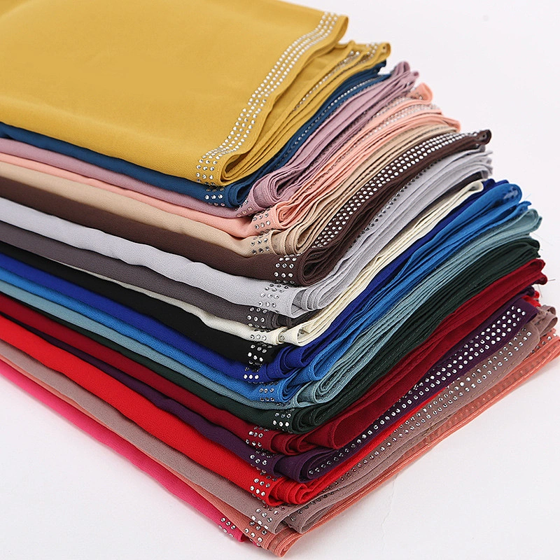 Hot diamond solid color sunscreen scarf head turban chiffon hijab muslim for women