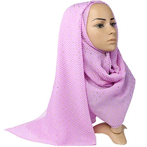 Wholesale monochrome sprinkle gold fold bronzing winter cotton linen hijab scarf women