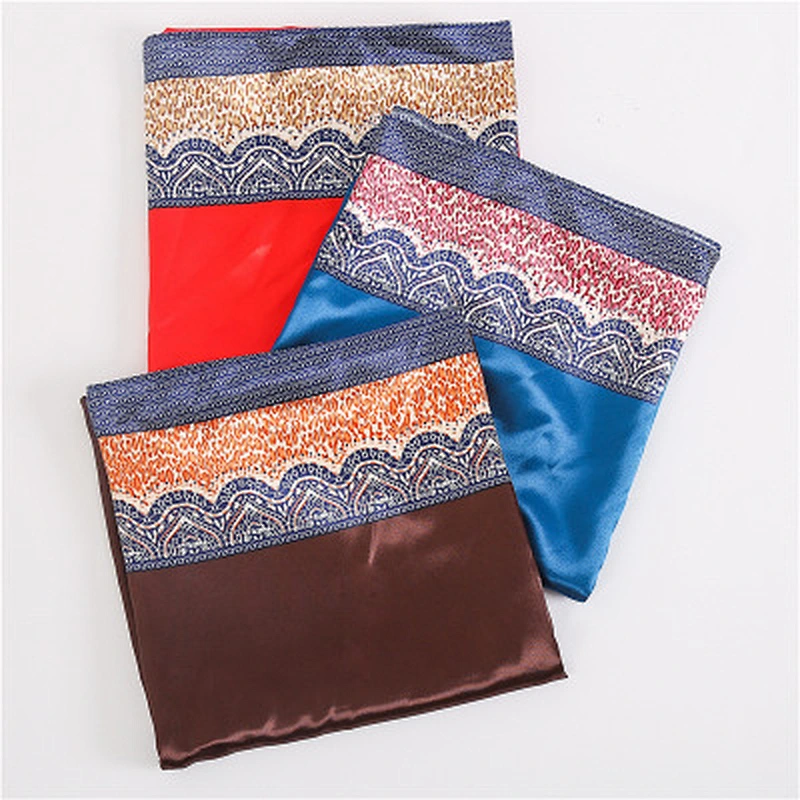 Silk feel simple and stylish fashion women summer square 90cm silk scarf lace sunscreen shawl