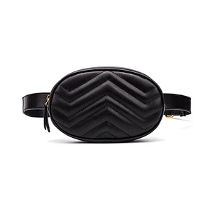 Custom fashion sport running waist bag pu leather ladies fanny pack wholesale