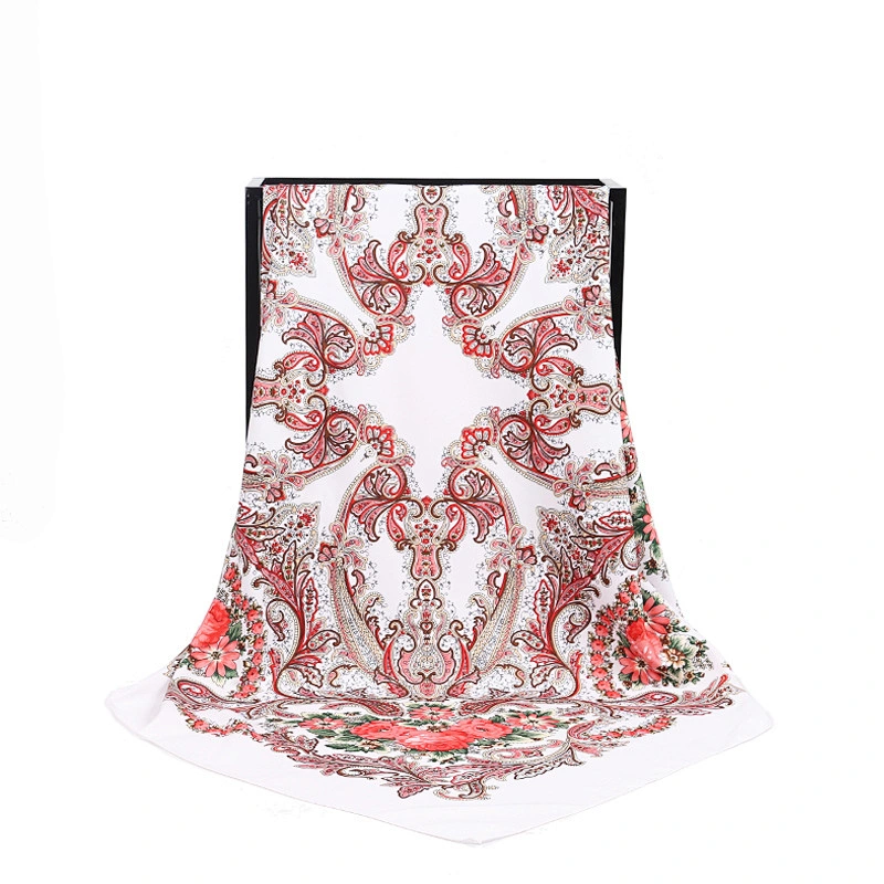 Muslim ladies cashew nut printed sunscreen scarf women twill silk square scarf headscarf