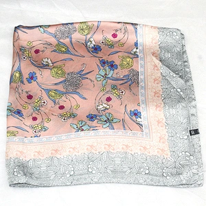 Ethnic style floral silk printing 70cm ladies satin silk head scarf for hair