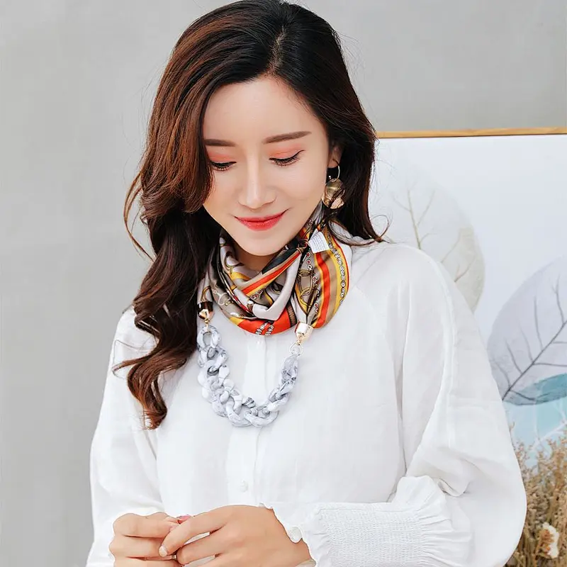 European and American satin chain decorated ethnic style ladies necklace women jewelry scarf  with pendant