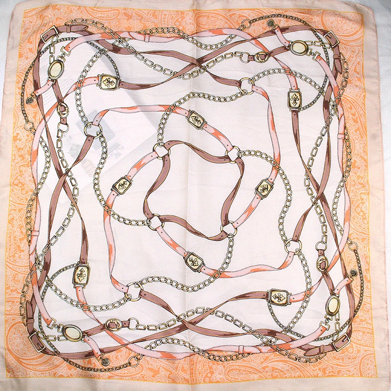2020 new ladies printed small square scarf collar belt chain women printed square silk scarf