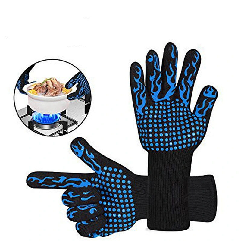 Custom Barbeque Oven Mitts Anti Cutting Resistant Safety Extreme Heat Resistant Grill BBQ Gloves For Kitchen Cooking