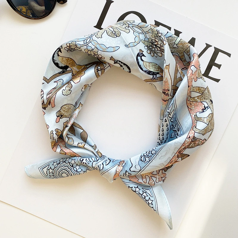 Simple Fashion Lady sunscreen Silk Scarf 53cm promotional small silk scarves square silk scarf