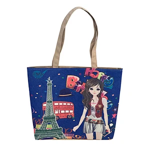 2019 New Arrivals Handbags Women Custom Printed Durable Canvas Shopping Sling Bag