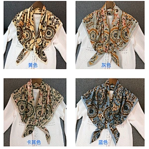 New classic national style printed square women 90cm silk square scarf