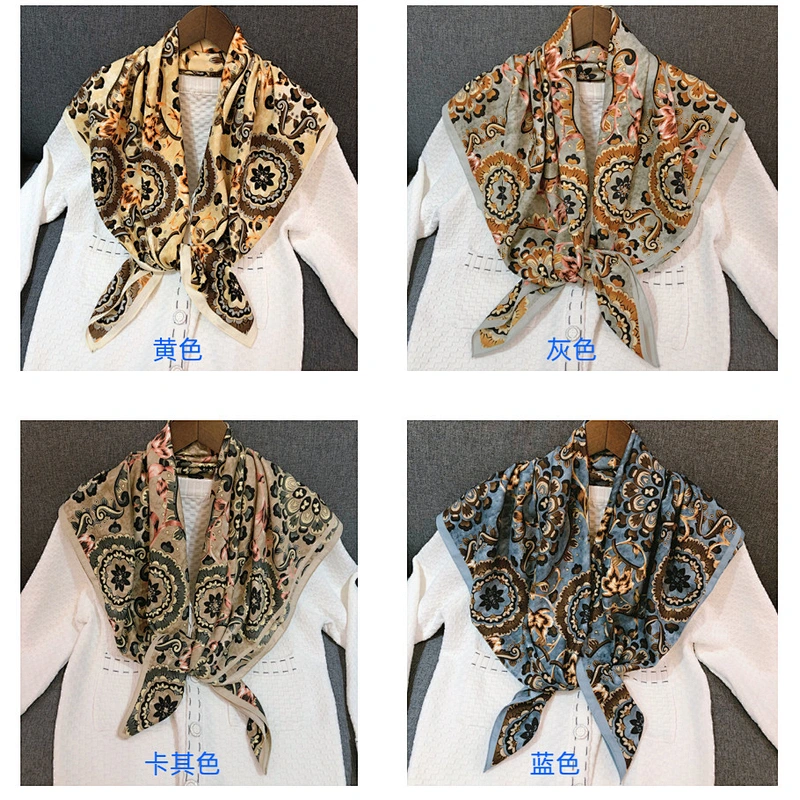 New classic national style printed square women 90cm silk square scarf