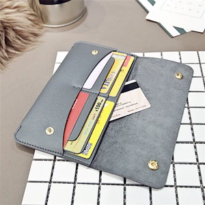 Long buckle with multiple compartments and multiple colors women pu leather credit card holder