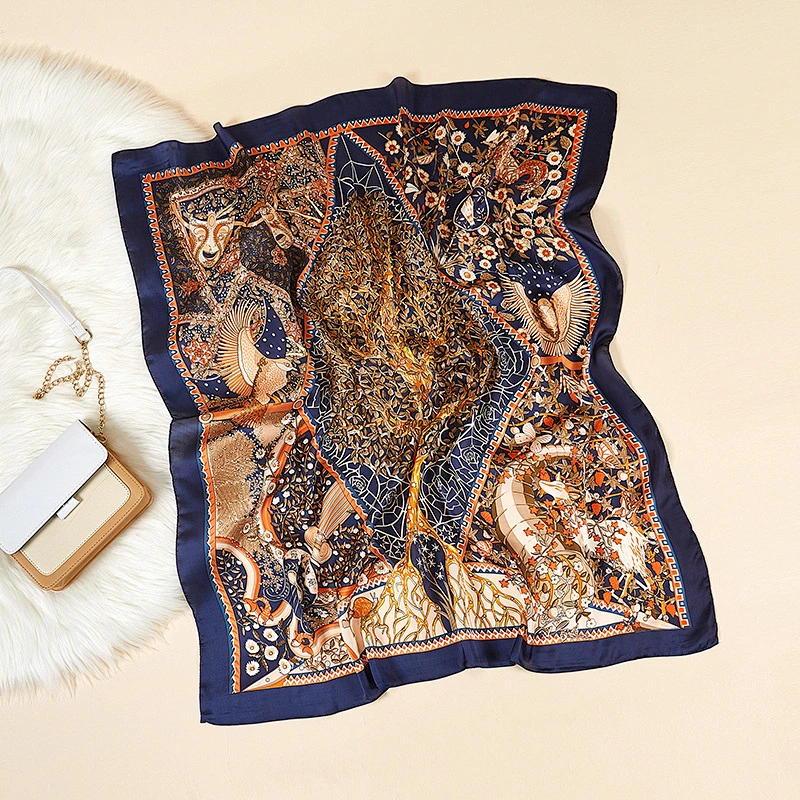 2020 new national style retro totem bohemian print large  printed square scarf  women