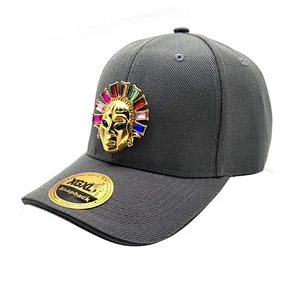 Wholesale sports caps custom gold metal plate logo snapback caps hats