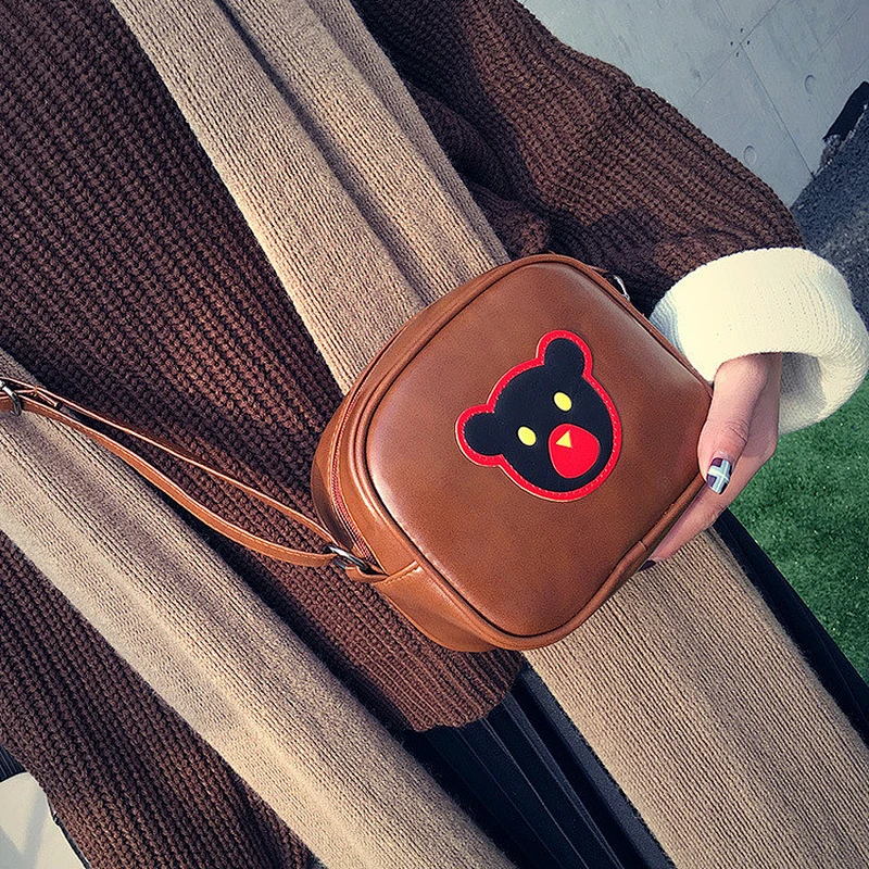 Girls PU Leather Embroidery Messenger Bag Cute Crossbody Bag For Kids