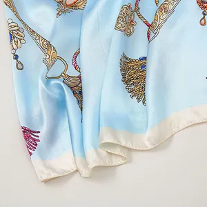 Fashionable lady's square scarf scarf silky satin custom silk satin scarf square