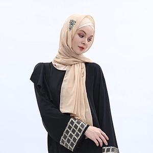 Hot fashion chiffon rhinestone Muslim female hijab long stylish plain muslim hijabs scarfs