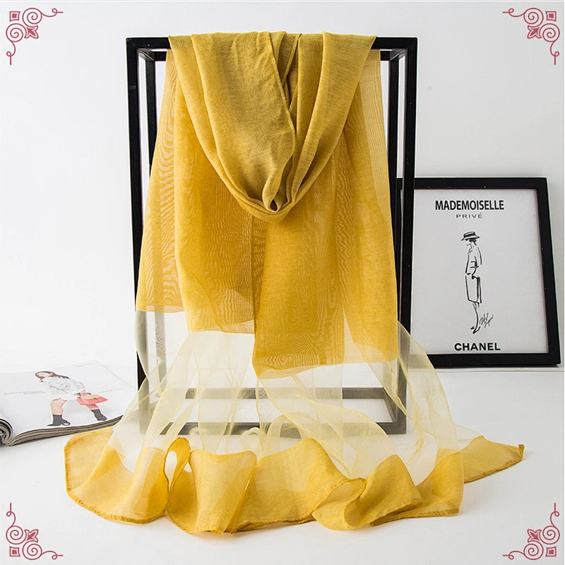 Factory wholesale tie dye stitching solid color female sun shawl scarf custom printed large silk tie dye scarves
