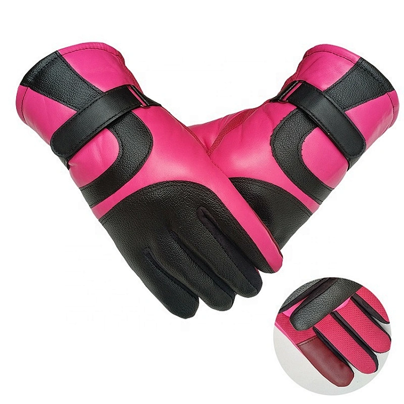 Winter Warm Full Finger Skidproof Gloves PU Leather Touch Screen Wind-stopper Gloves