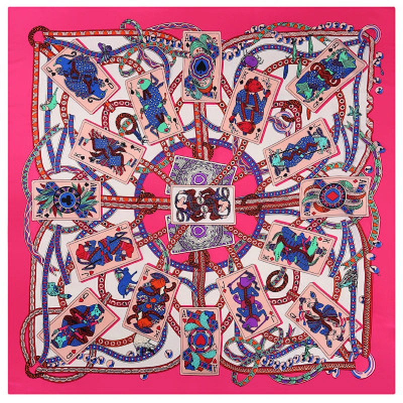 Poker printed artificial silk sunscreen scarf wholesale silk square neck scarf plain scarves