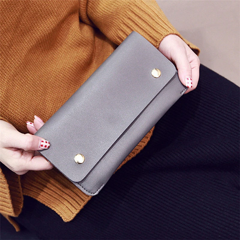 Long buckle with multiple compartments and multiple colors women pu leather credit card holder