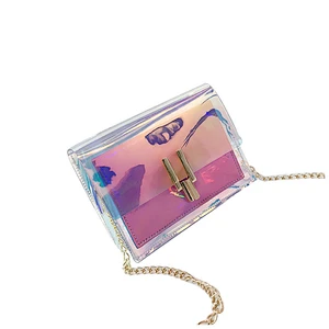 New Fashion Chain Tote Crossbody Bag Laser Women Transparent Shoulder Bag