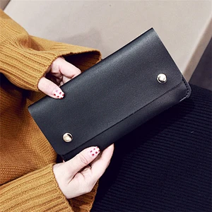 Long buckle with multiple compartments and multiple colors women pu leather credit card holder