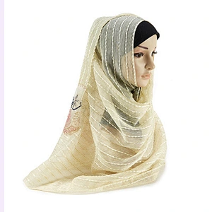 Malaysian new ladies scarf summer all-match floral lace pearl imitated silk hijab scarf