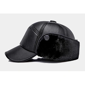 Customizable leather warm earmuffs hats for men and women outdoor windproof winter hat