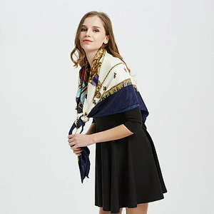 Oversized sunscreen scarf twill silk cheap reversible printing silk shawl wholesale
