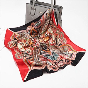 Light breathable women simulation silk stain printing muslim plain square scarves scarf