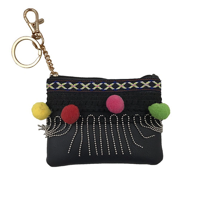 Custom Wholesale Mini Ethnic Embroidered Zipper Coin Purse