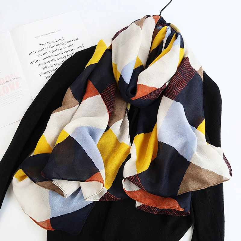 2020 Cotton And Linen Lattice 90*180CM Women Shawl Scarf Print Silk Scarf