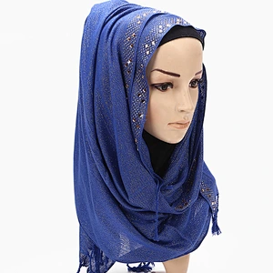 Monochrome gold wire braided point drill tassel hot  muslim turkish hijab scarf