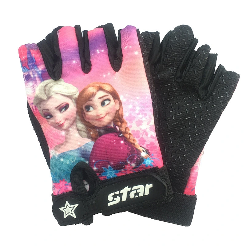 Children Cartoon Design Gloves Half  Finger Cycling Sports Skidproof  Gloves