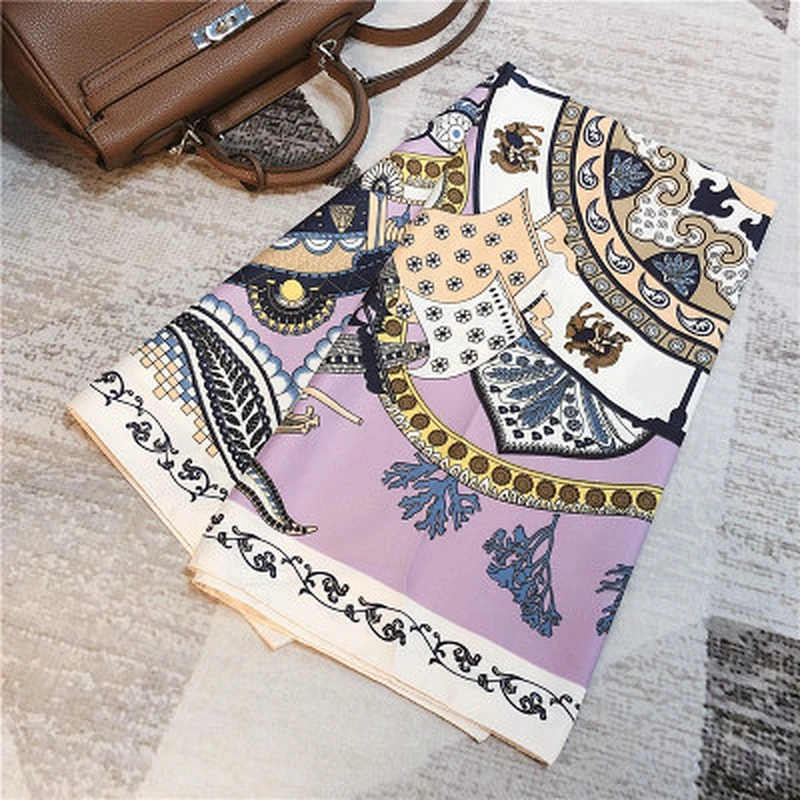 Baroque print beach towel sunscreen silk scarf women square silk scarf manufacturing