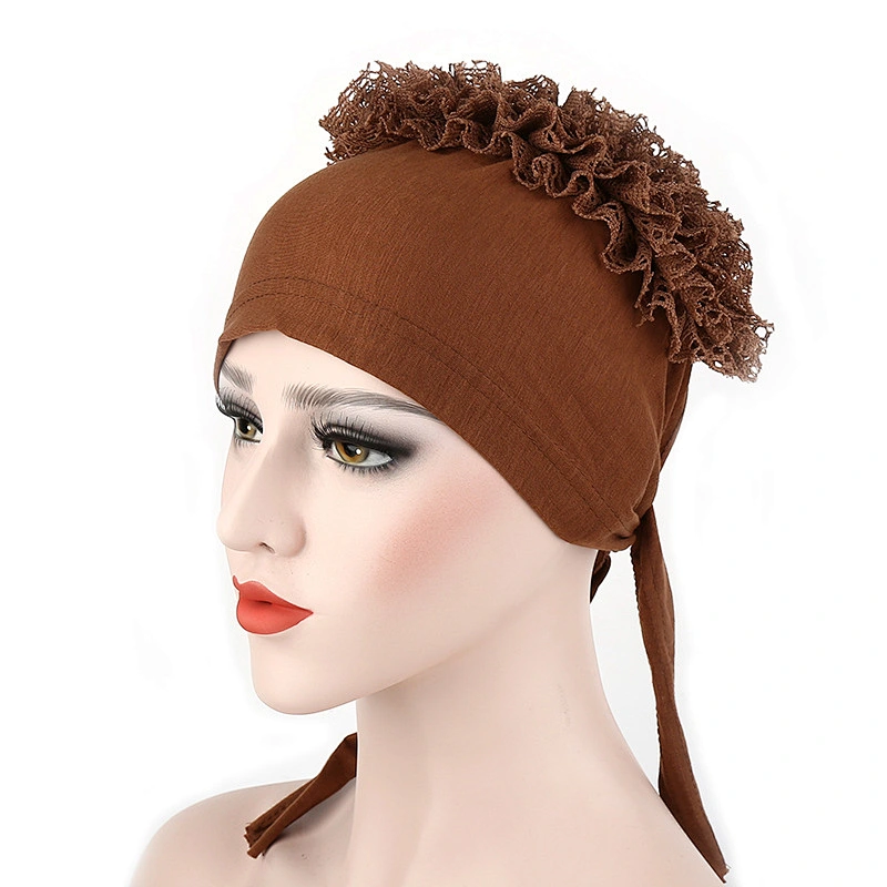 Cheap wholesale plain Flowers Women Cotton Jersey islamic cap hijab cap muslim