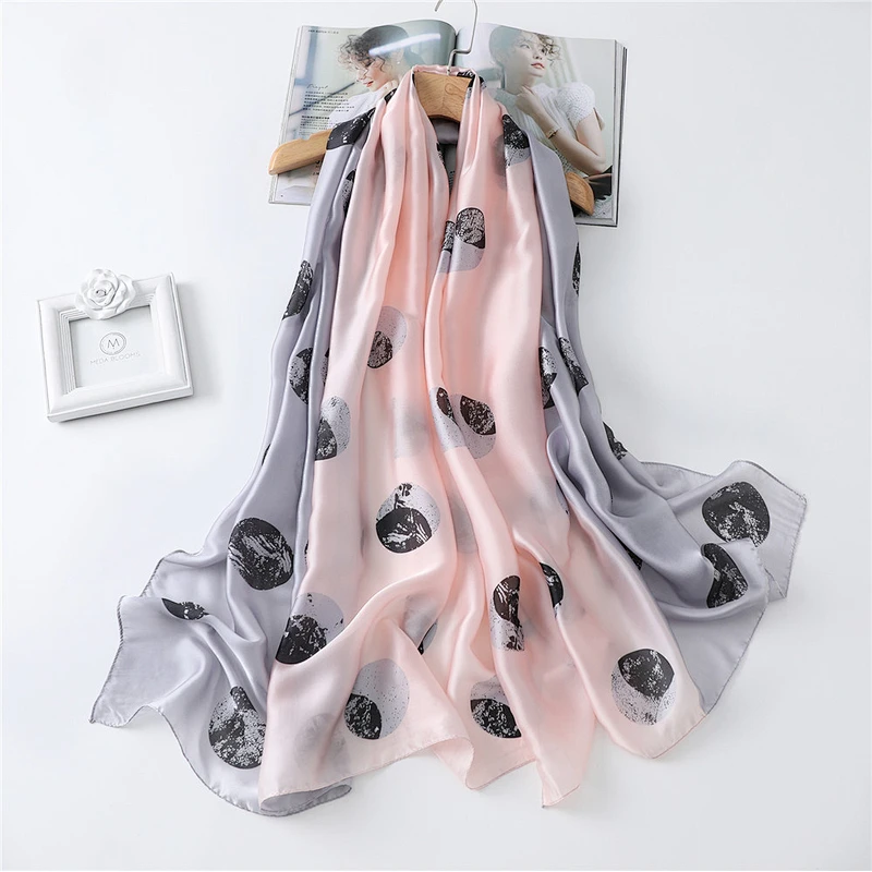 Circular printed simulation silk decorative scarf women silk scarves wholesale pashmina scarf shawl
