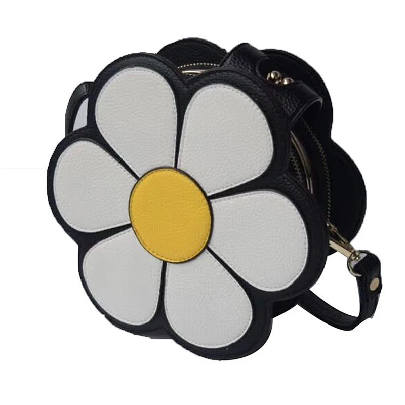 Hot sale children pu mini flower shape bag zipper inclined single shoulder bag crossbody bag