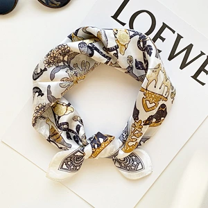 Simple Fashion Lady sunscreen Silk Scarf 53cm promotional small silk scarves square silk scarf