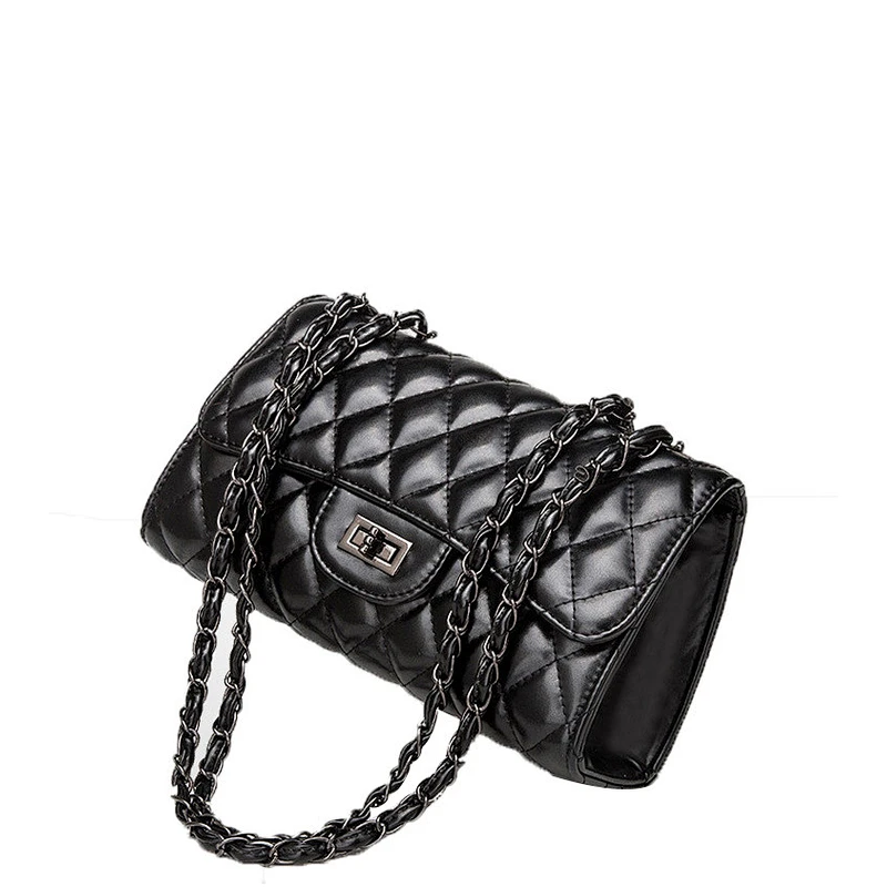 New fashion rhombic pu leather chain strap clutch bag single shoulder crossbody bag