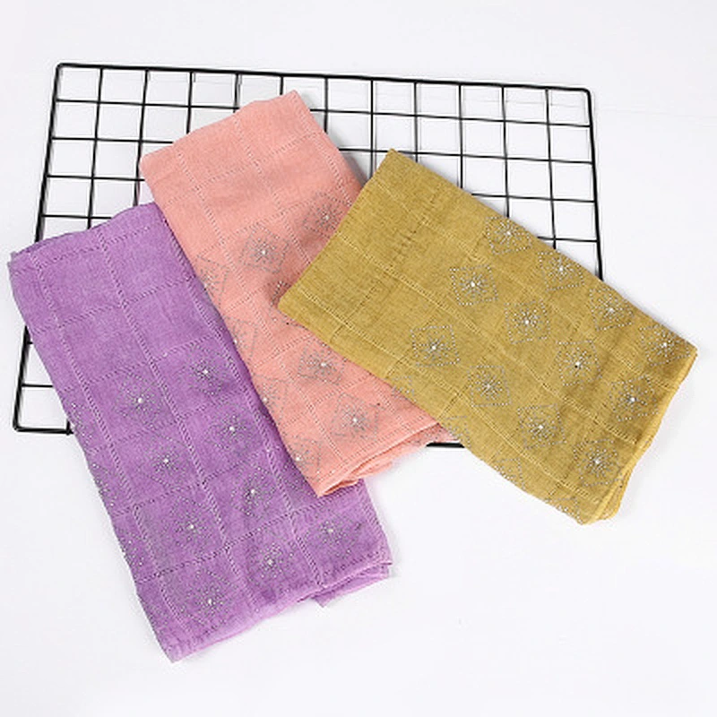 Hot diamond checkered pattern scarf wrap headscarf muslims cotton hijab scarf women